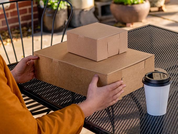 SCT 0933K Kraft Paperboard Non Window Lock Corner Bakery Box, 8" Length x 8" Width x 2-1/2" Height (Case of 250)