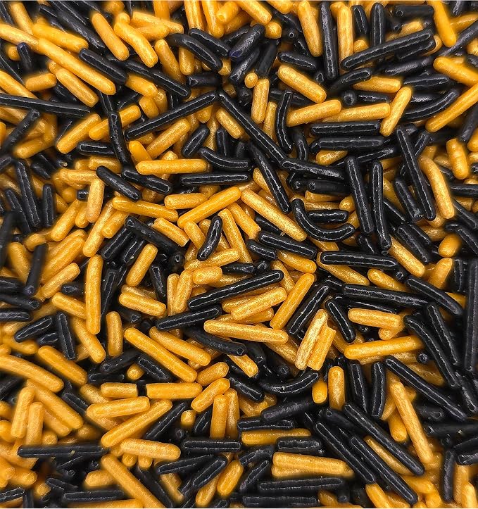 NCS Black & Gold Jimmies Edible Sprinkles – Cupcake, Cake & Cookie Decorations, 7 oz