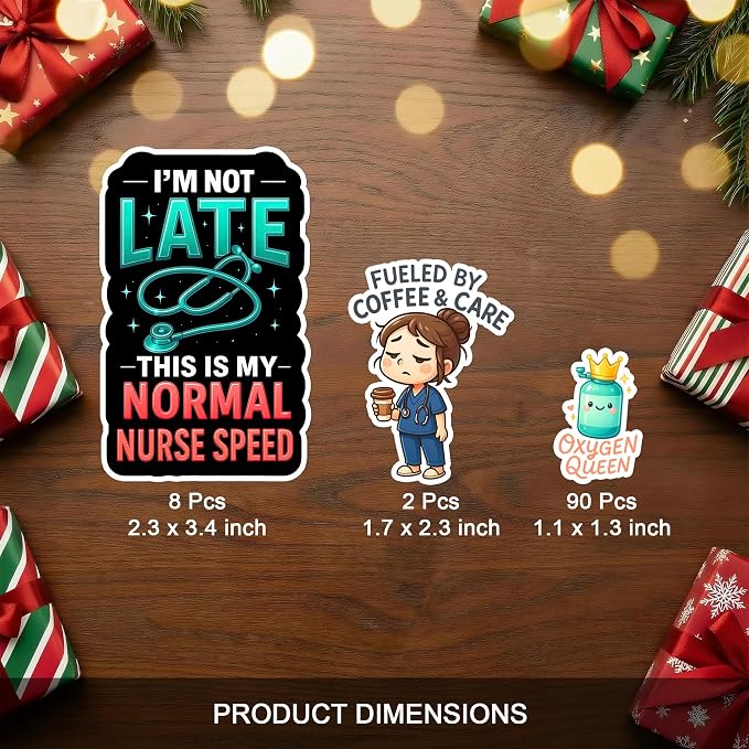 100 PCS Hospital Stickers Pack, Medical Nurse Doctor Vinyl Waterproof Decals, Funny Healthcare Sticker for Hard Hat Bumper Car Water Bottle Laptop Scrapbook, Gifts for Students Adults