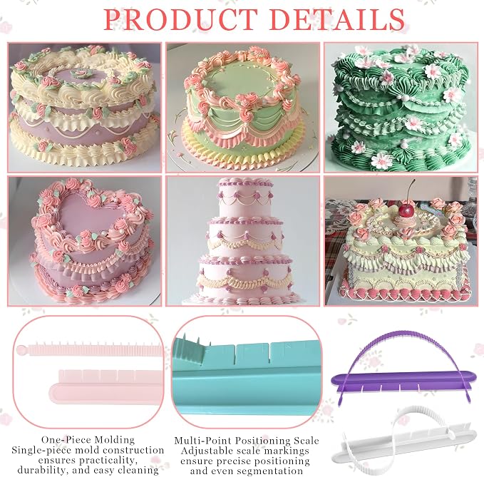 4PCS Cake Arch Guide Tool,Adjustable Fondant Cake Arc Ruler for Cake Baking | Decorative Marking Divider Aid,Pastry Decorating Supplies for Home Kitchen Bakeries Practical Swag Guide Gadgets Accessories