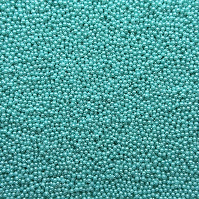 CandiJumpin 2mm Edible Teal Pearls, Teal Nonpareils Sprinkles Small Pearl Sprinkles for Cake Decorating Mini Sugar Pearls for Baking Baby Shower Party Wedding Christmas Supplies 3 OZ