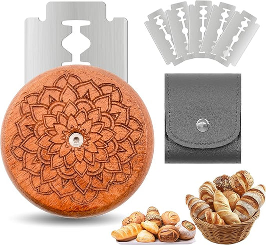 UFO Bread Lame Cutter for Homemade Sourdough,Bread Scorer Tool for Sourdough with 5 Blades and Case,Slashing Tool Bread Cutting Knife for Artisan Bread and Baguette Makers,Dahlia