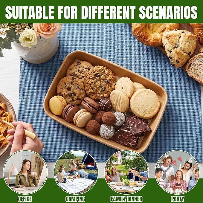 30 Pack 25oz Charcuterie Boxes with Clear Lids, To Go Paper Charcuterie Box with Lid, 10 x 6.3 x1.8in Disposable Bakery Take Out Containers for Desserts, Cookie, Charcuterie, Snack and Fruit