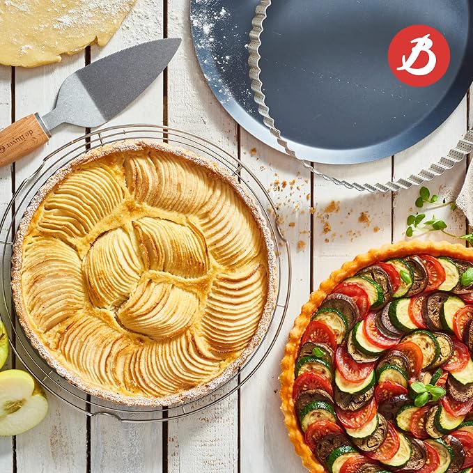 de Buyer Perforated Fluted Round Tart Ring - 11” Diameter - Perfect for Baking Beautifully Crisp Tarts - Easy to Use & Clean - Made in France