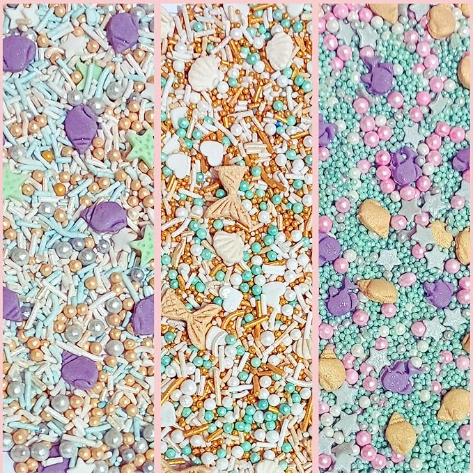 Confect Under the Sea Sprinkle Mix Set – Sea Shell, Star Fish, Mermaid & Sea fishes Edible Decorations in Ocean-Inspired Colors - 5 Assorted Pastel Sprinkle Blends for Cake, Cupcake & Cookie Decorating -Vegan, Gluten-Free, Nut-Free, Soy-Free, Dairy-Fre...