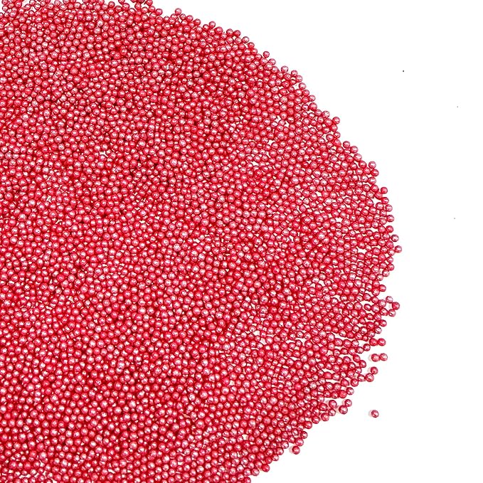 Homipooty Nonpareils Sprinkles Edible Red Pearl Sugar sprinkles 110g/3.88oz 2mm Mini Pearls for Cake Decorating Cupcake Topper and Cookie Ice Cream Valentines Day Halloween Christmas Supplies