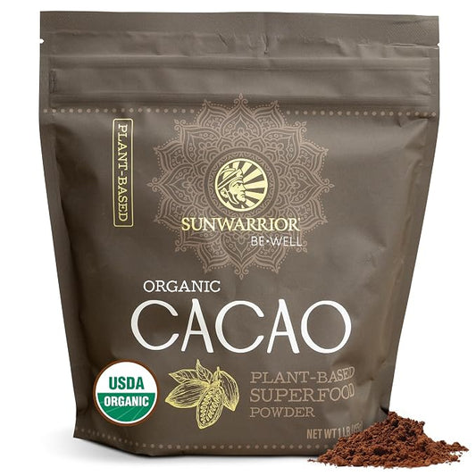 Pure Cacao Powder Organic Unsweetened & Raw | Premium USDA Organic Cacao Powder for Baking Smoothies and Hot Chocolate | Non-Alkalized No Added Sugar Non-GMO Gluten Free Vegan & Kosher (455g)