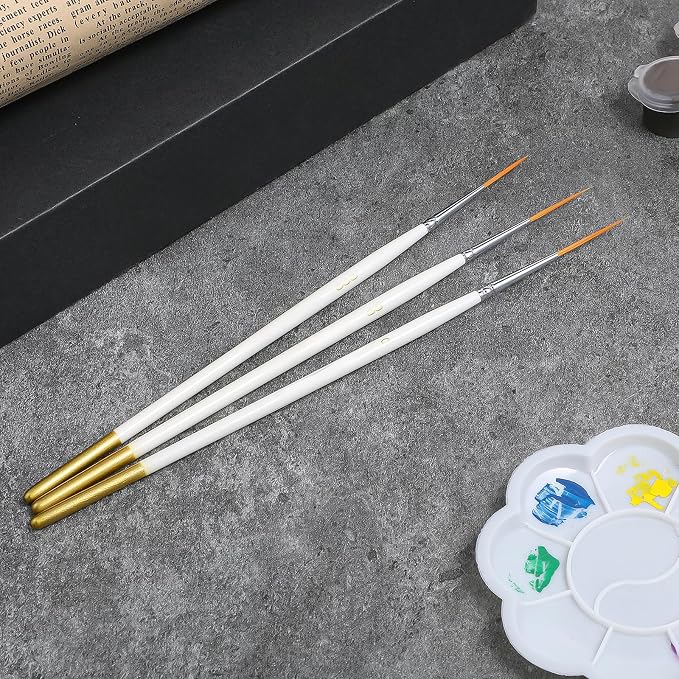 6 Pcs Fine Point Liner Cake Painting Brush Set Cake Brushes Fine Detail Paintbrushes for Cookie Decorating, Icing Pastry, Glitter, Watercolor, Acrylic