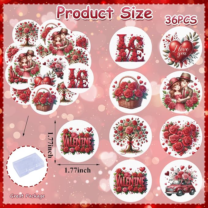 36PCS Edible Valentine’s Day Cupcake Toppers Wafer Paper Sweet Love Be Mine Kiss Me Cupcake Picks Valentine’s Cake Decor for Valentine's Day Theme Wedding Party Supplies