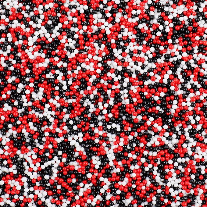 Black, Red & White Nonpareils Sprinkles - 4.6oz Edible 2mm Dot Sprinkles | Sprinkles for Cake Decorating, Cupcake, Cookie, Baking, Donuts, Ice Cream Toppings