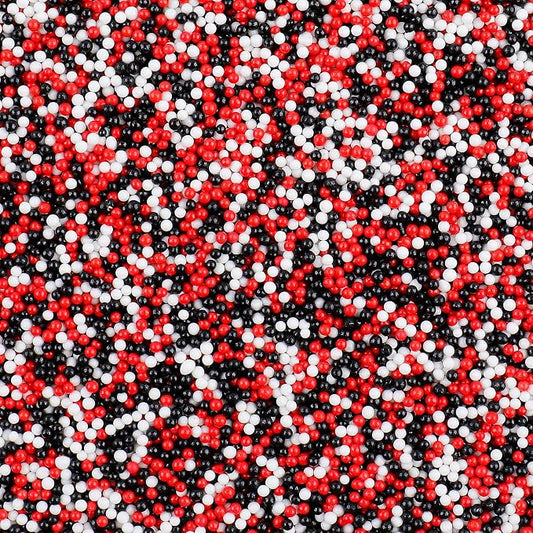 Black, Red & White Nonpareils Sprinkles - 4.6oz Edible 2mm Dot Sprinkles | Sprinkles for Cake Decorating, Cupcake, Cookie, Baking, Donuts, Ice Cream Toppings