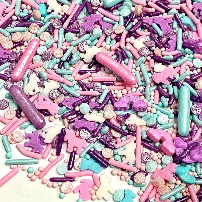 COOL MOM SPRINKLES Girl Birthday Sprinkles (4 oz.) – Themed Sprinkles for Decorating Birthday Cakes, Cupcakes, Cookies & Desserts – Mixed in the USA/Gluten-Free (Rainbow Pony)