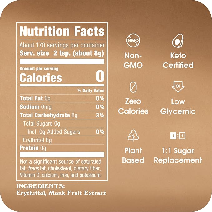MONK FRUIT IN THE RAW, 48 oz Baker's Bag, Pack of 1, Natural Monk Fruit Sweetener w/Erythritol, Sugar-Free