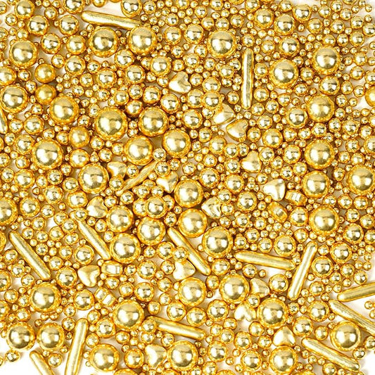 Gold Pearl Heart Sprinkles for Cake Decorating, 150g/5.29oz Mix Size Sugar, Heart Cake Decoration, Golden Sprinkles, Love Sprinkles, Cupcakes, Baking, Wedding Party Supplies