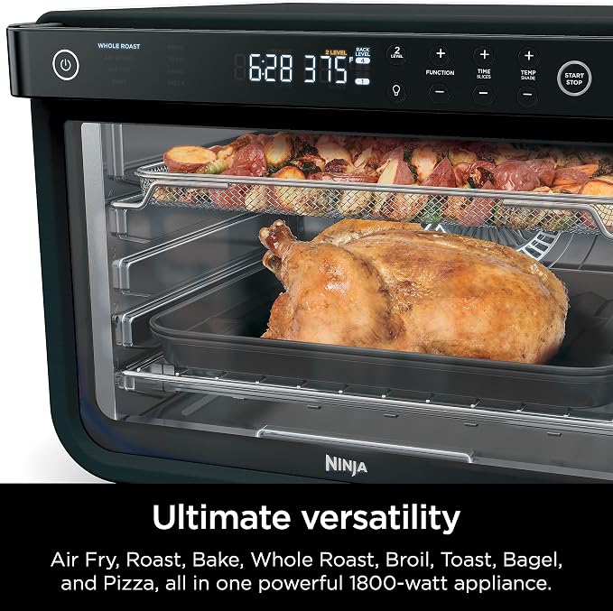 Ninja DT202BK Foodi 8-in-1 XL Pro Air Fry Oven, Large Countertop Convection Oven, Digital Toaster Oven, 1800 Watts, Black, 12 in. (Renewed)