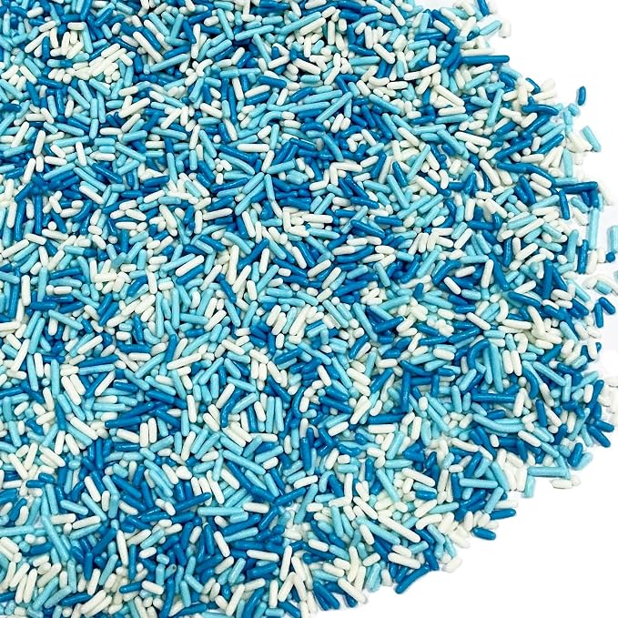 Homipooty Blue White Soft Jimmies Sprinkles Edible Candy Jimmies Sprinkles for Cake Decorating 78g/2.75oz Cookie Cupcake Topper Ice Cream