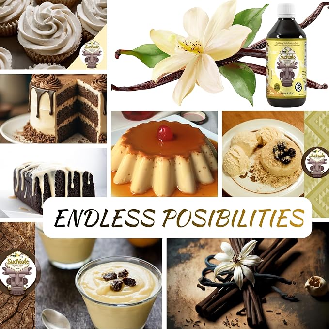 Suchiate Pure Vanilla | Mexican Vanilla for Baking and Desserts | Made with Real Vanilla Bean | Vainilla Mexicana Buena 4.15oz (125 ml)