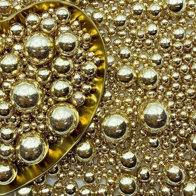 CandiJumpin Edible Pearls for Cake Decorating, Metallic Gold Pearl Sprinkles Gold Sugar Pearls Edible Cake Decorations Pearl Sugar Sprinkles Cupcake Toppers Baby Shower Party Birthday Wedding Christmas Supplies 3 OZ