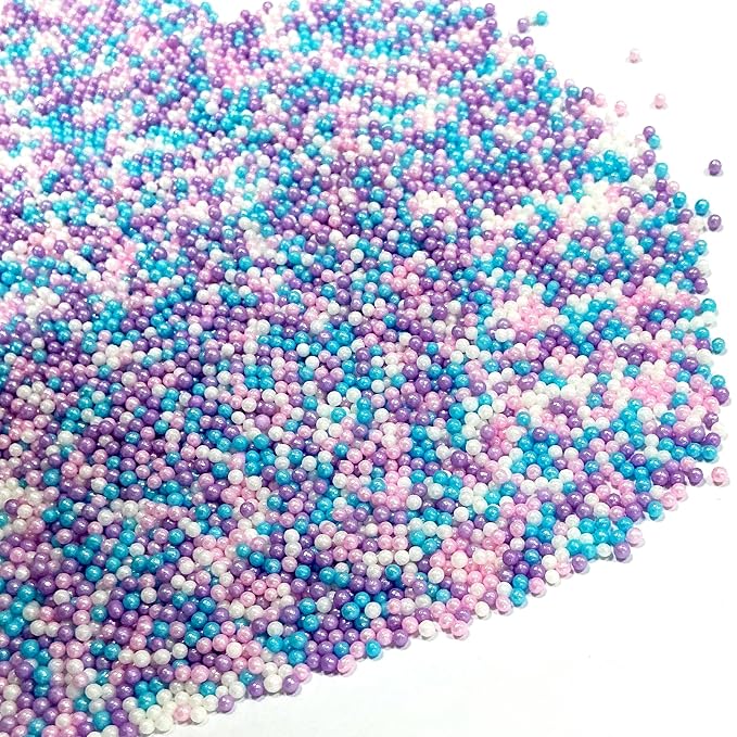Homipooty Mermaid Nonpareils Sprinkles Edible Mini Pearl Sugar Sprinkles 110g/3.88oz 2mm Mini Pearl Baking Cakes Cupcake Topper and Cake Decorations