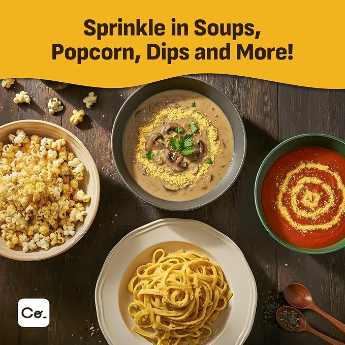 Coolinario Nutritional Yeast Flakes, Fortified (10 OZ) Vegan Seasoning | Savory Cheese-Like Flavor, Rich in B-Vitamins, B12, Protein & Fiber, Ideal for Pasta, Popcorn & Sauces, Gluten-Free