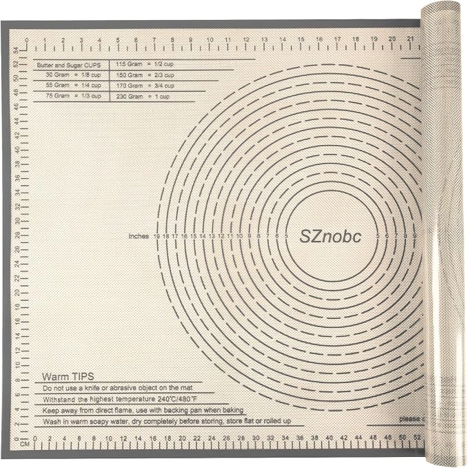 Extra Large Silicone Pastry Mat 36x24 Inch - Nonstick Baking Mats with Measurements, Great for Dough Rolling, Pastry, Pie Crust, Fondant, Cookies, Bread, Pasta, Pizza, Counter Mat
