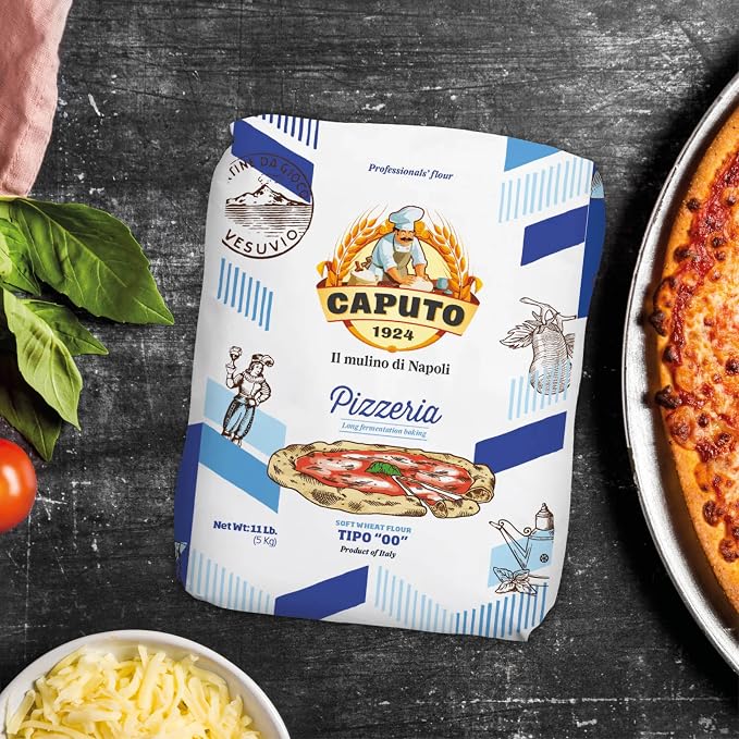 Antimo Caputo Pizzeria Flour Blue, 11 Pound (5Kg) Bag - Italian 00 Flour - Soft Wheat for Pizza Dough - Makes that Perfectly Elastic, Chewy, Crispy Bubble Neapolitan Pizza