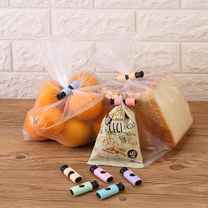 Mr. Pen- Squeeze and Lock Bread Bag Clips, 2.4 Inch, 8 Pack | Multicolor Squeeze Lock Clips, Reusable Bag Closures for Bread, Snacks, Coffee, Food Storage, Fits Thick and Thin Bags