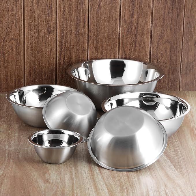 YBM HOME 3.25 Quart Stainless Steel Premium Mixing Bowl – Heavy Duty Deep Prep Bowl for Baking, Cooking, Dough Mixing, Salad Serving & Commercial Kitchen Use