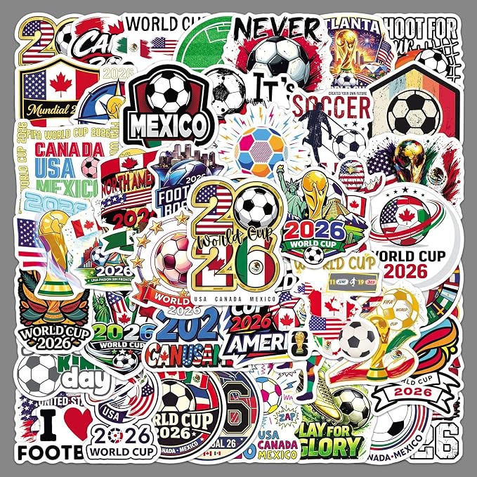 Soccer Stickers,50pcs World Cup Football Birthday Party Decorations Round Soccer Ball Goal Trophy Label Stickers Sports Game Party Favors Gift Bag Packaging Envelope Sealing Supplies (Soccer 4)