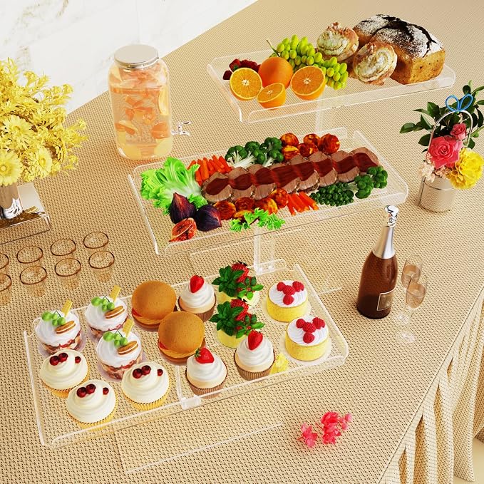 Bakzon Dessert Cupcake Stand, 3 Set Acrylic Tiered Serving Tray for Dessert Table Display, Cup Cake Holder for Tea Party/Birthday/Wedding
