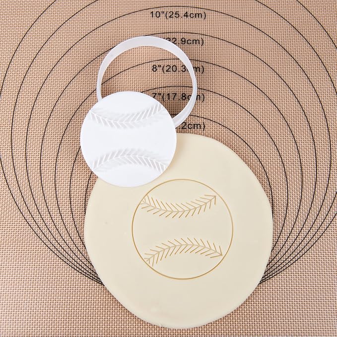 Mostop Baseball Cookie Cutter with Stampers, 3D Sports Cookie Cutter Set, Cake Decoration Tools Birthday Party Supplies Favors
