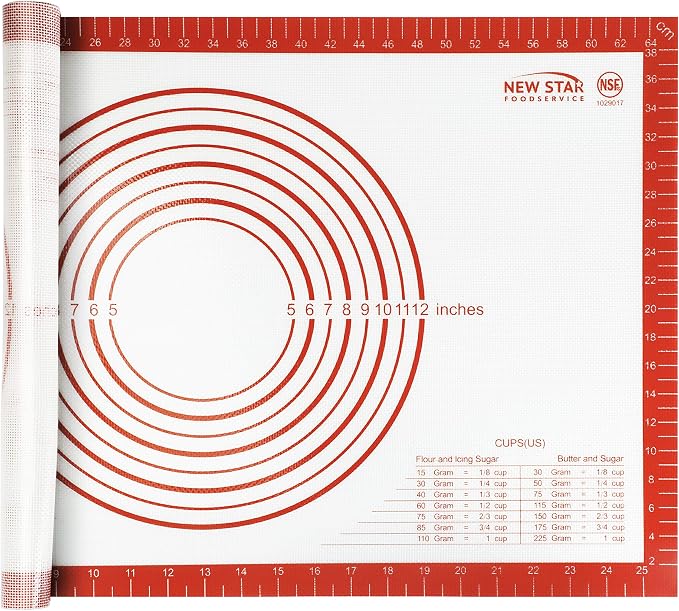 New Star Foodservice 16 x 26 Inch Non-Slip Silicone Pastry Mat, Extra Large Commercial Grade NSF Certified Baking Mat with Measurements