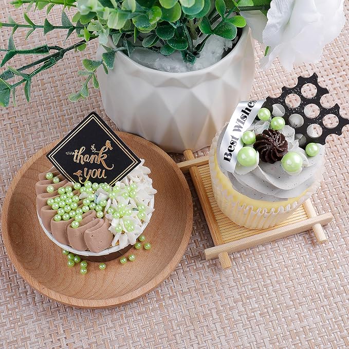 Light Green Pearl Sprinkles for Cake Decorating, 4 Sizes Sugar 130g/4.6oz, Cupcake, Ice Cream, Donuts, Macaron Toppings Supplies (2mm, 4mm, 7mm, 1cm)
