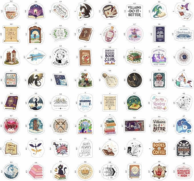 100Pcs Fantasy Book Stickers for Kindle Adult - Bookish & Reading Decals, Book Stickers Fantasy - Gifts for Men & Women