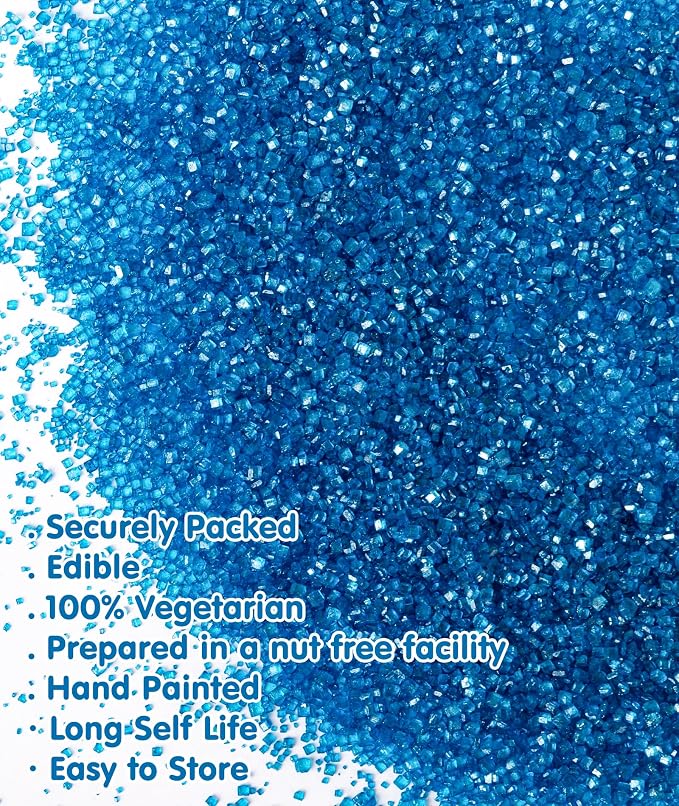 Edible Blue Sprinkles,Sanding Sugar for Cake Decorating,150g,Patriotic Sprinkle Crystals Mix for Cookies,Ice Cream,Fondant Cake,Donuts,Caramel Apples,Cupcakes,Desserts Topper,Birthday 4th of July Party Decoration Supplies