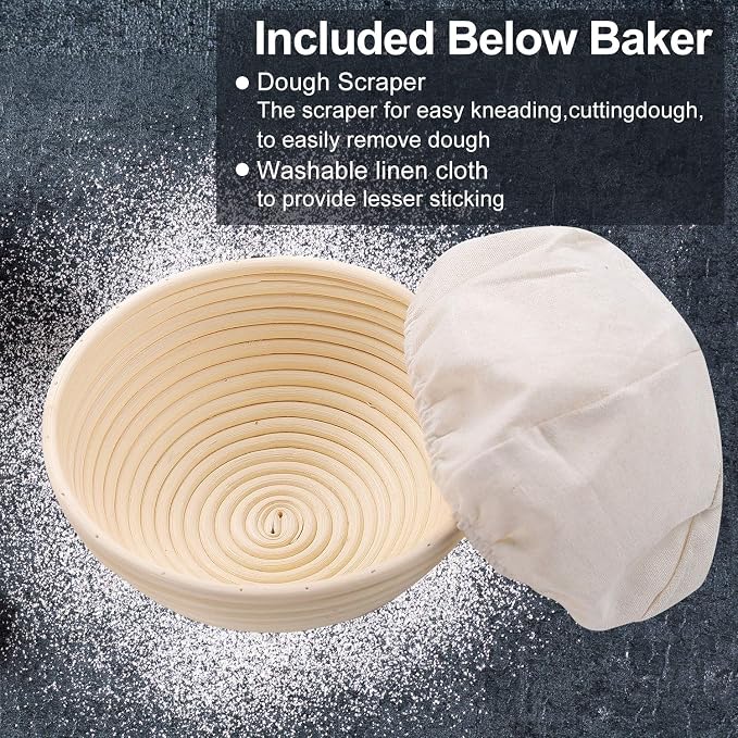 Wwyybfk Banneton Bread Proofing Basket, Sourdough Bread Baking Supplies, 9" Sourdough Bread Proofing Basket Baking Set