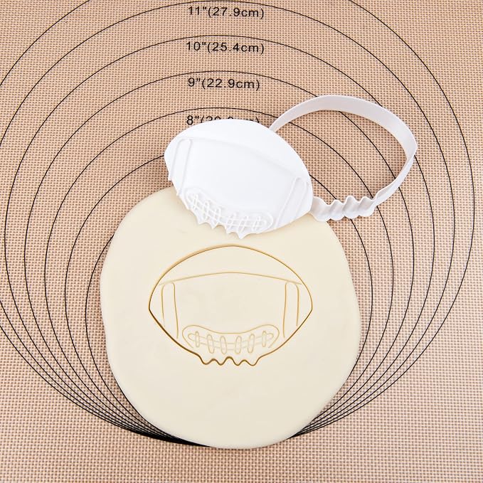Mostop Football Cookie Cutter with Stampers, 3D Sports Cookie Cutter Set, Cake Decoration Tools Birthday Party Supplies Favors