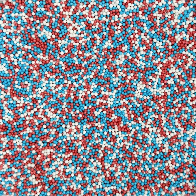Dynastang 2mm Patriotic Pearls Sprinkles Edible Pearls Cake Decorating Stars Cake Decorations Cupcake Toppers Cookie Decorating Perfect for Cakes, Cupcakes, Desserts Toppings 3OZ