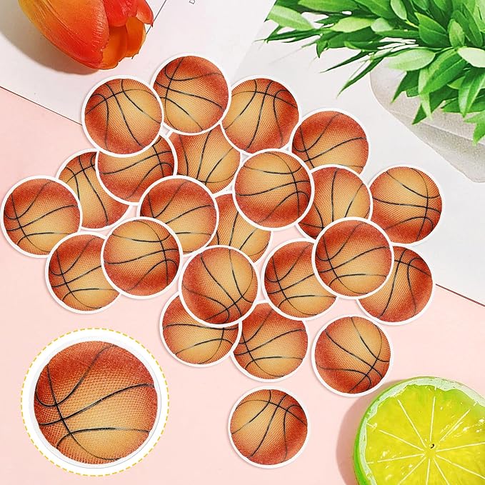 48 PCS Edible Sports Balls Cake Picks Toppers for Basketball Theme Baby Shower Kids Birthday Party Cupcake Decoration Supplies