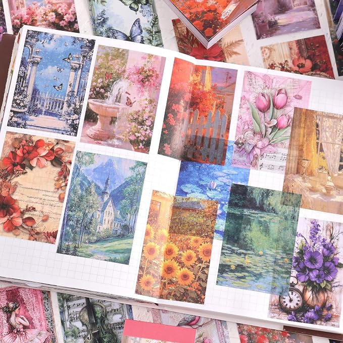 6 Sets 300 Pcs Washi Stickers Set Colorful Dreams Sticker Book for Journaling, DIY Decorative Paper Sticker Decals for Bullet Journal Art Scrapbooking Diary Card Craft Gift Album Notebook Stationery