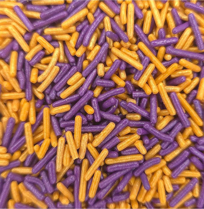 NCS Pearlized Purple & Gold Jimmies Edible Sprinkles – Cupcake, Cake & Cookie Decorations, 7 oz