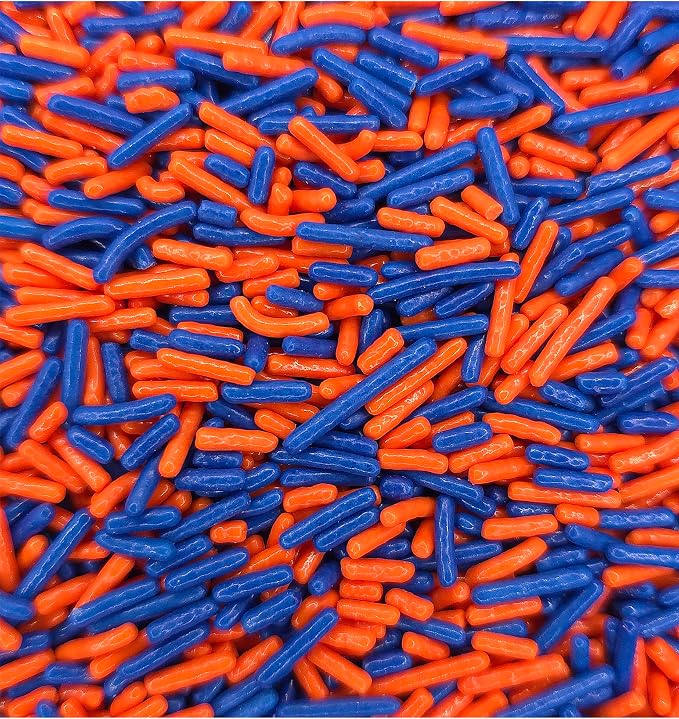 NCS Orange & Dark Blue Jimmies Edible Sprinkles – Cupcake, Cake & Cookie Decorations, 7 oz