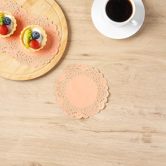 Restaurantware Paper Doilies 4000 Count 6 Inch Coral Lace Disposable Placemats for Catering Round Decorative Table Setting Doilies for Desserts
