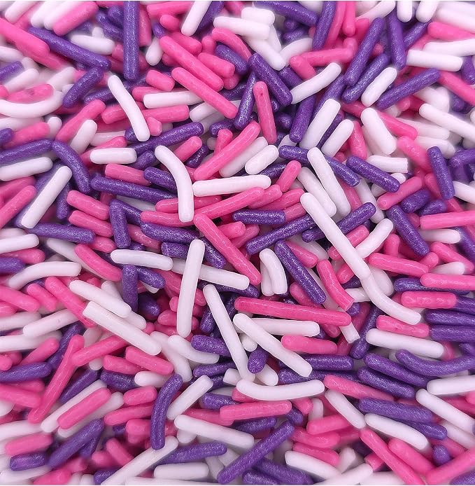NCS Pink, White & Pearlized Purple Jimmies Edible Sprinkles – Cupcake, Cake & Cookie Decorations, 7 oz