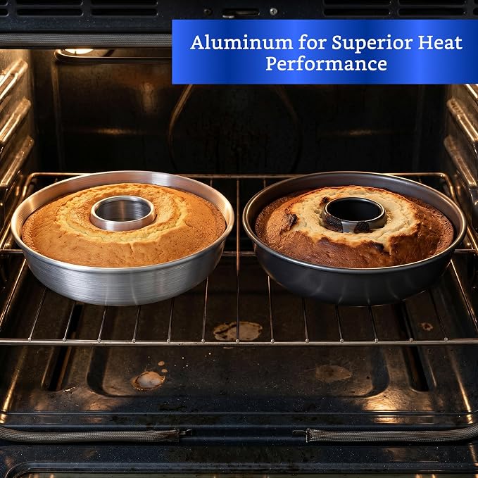 Aluminum Ring Cake Pan 8 in (Top Outer Rim) - Ring Mold - Tube Cake Pan with Center Core - Flan Molds for Baking - Chocoflan Mold
