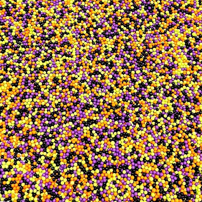 Homipooty Halloween Nonpareils Sprinkles for Cake Decorations 110g/3.88oz 2mm Mini Purple Black Orange Green Pearl Sprinkles Cupcake Topper and Cake Decorations Supplies