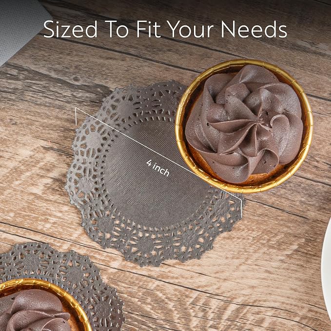 Restaurantware Paper Doilies 4000 Count 4 Inch Black Lace Disposable Placemats for Catering Round Decorative Table Setting Doilies for Desserts