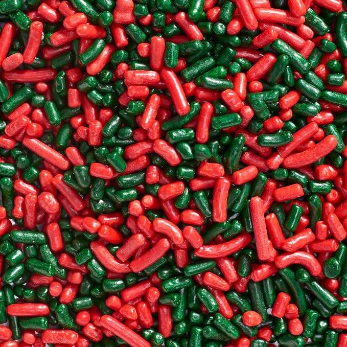 DECOPAC Candy Sprinkles, 26oz, Red & Green Sprinkle Mix, Fancy Sprinkles in Handheld Container, Edible Sprinkles For Holiday Celebration Cakes, Cupcakes, Cookies - Red & Green