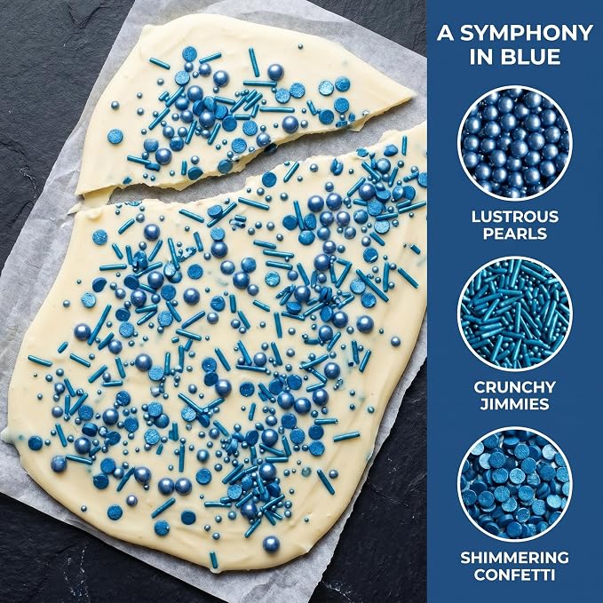Pearl Sugar Christmas Sprinkles Candy 120g/4.2oz Mixing Size Baking Cake Decorations Cupcake Toppers Jimmies Cookie Decorating Celebrations Wedding Shower Party Supplies (Blue)