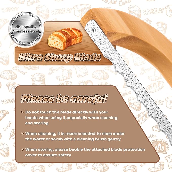 Pranski Bread Knife for Homemade Bread 14.5'' Sourdough Bread Knife, Premium Slicer for Homemade Bread, Baguettes and More Cuts Thin, Ergonomic Handler Premium Sharpness Blade